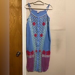 Embroidered denim button up jumper